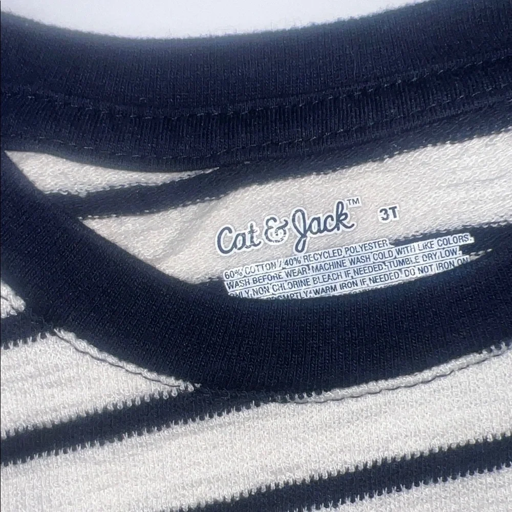 Cat & Jack Navy and White Striped Long Sleeve Tee - Picture 2 of 7